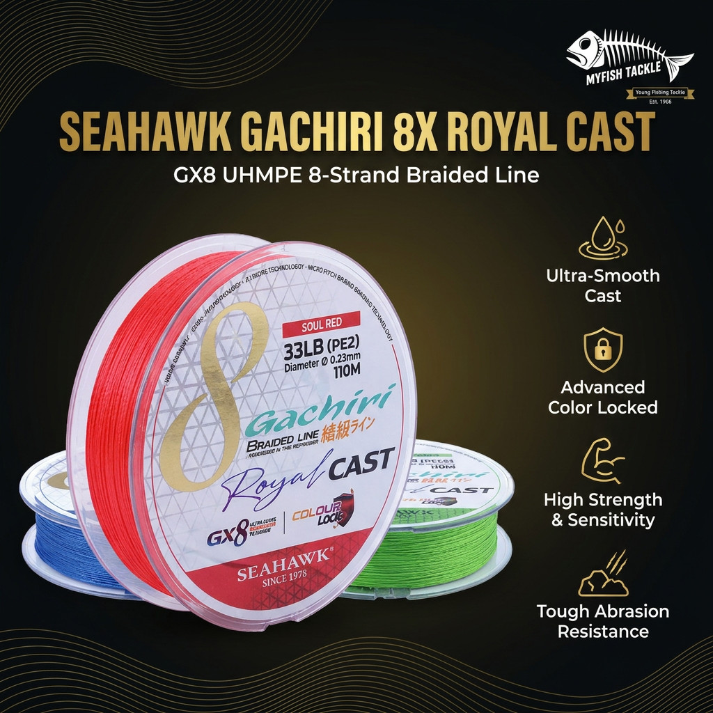 Seahawk Gachiri Royal Cast X8 Braided Fishing Line Tali Pancing Benang Braid 8 Strand Multicolour