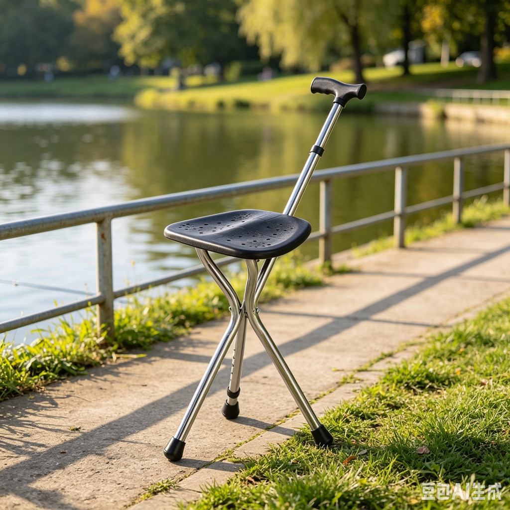 Walking Cane Stool Elderly Anti-Slip Folding Walking Cane Chair- &&& -- &&&& - * - * & - * &&、walking aid、tongkat orang tua、tongkat lipat、tongkat 4 kaki、Foldable stick for elderly、 kaki 4、拐杖椅子
