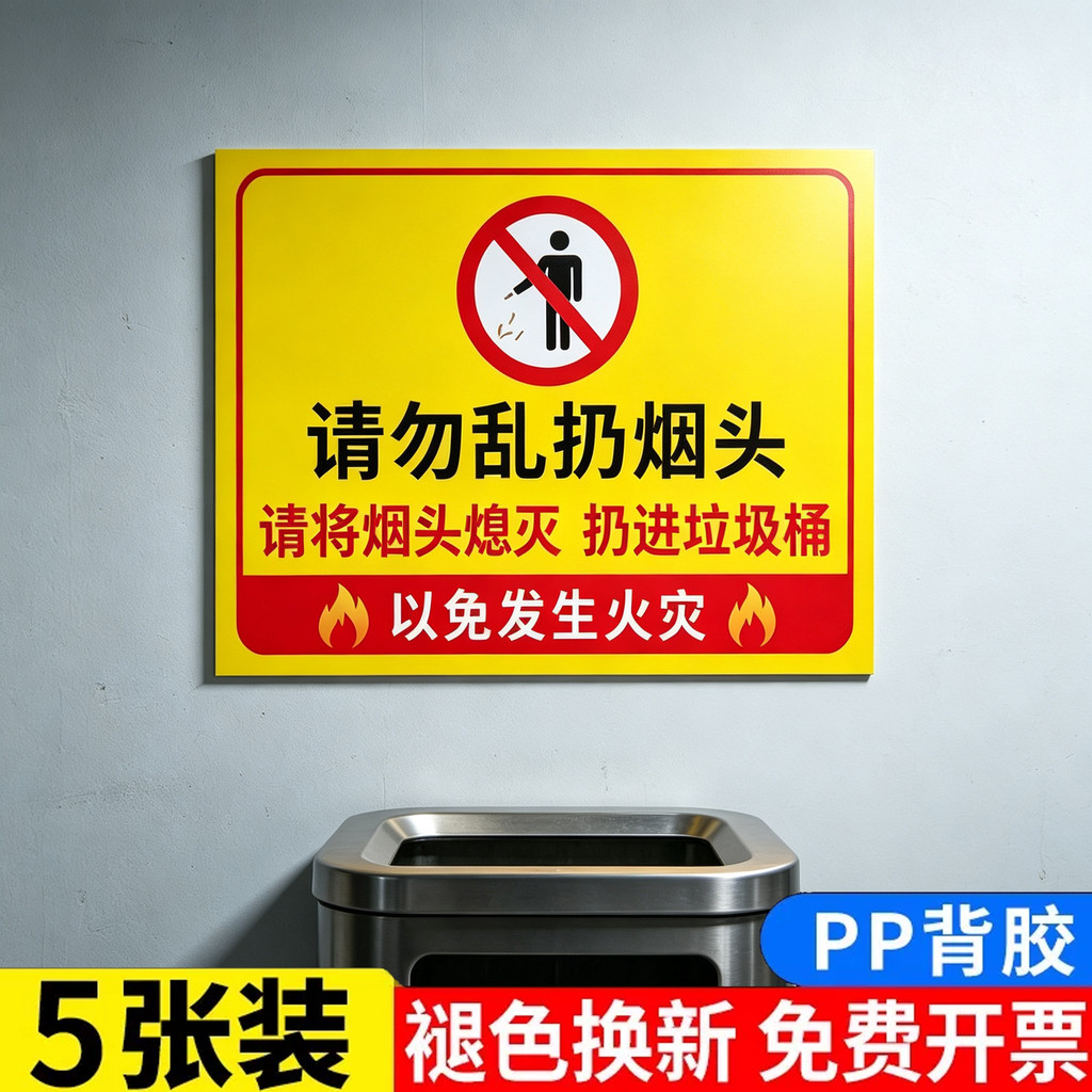 Do Not Throw Cigarettes Randomly Do Not Throw Garbage Prompt Signs Keep Clean No Spitting Anywhere Throwing Garbage Corridor Prompt Stickers Billboards Care Environmental Warning Sign