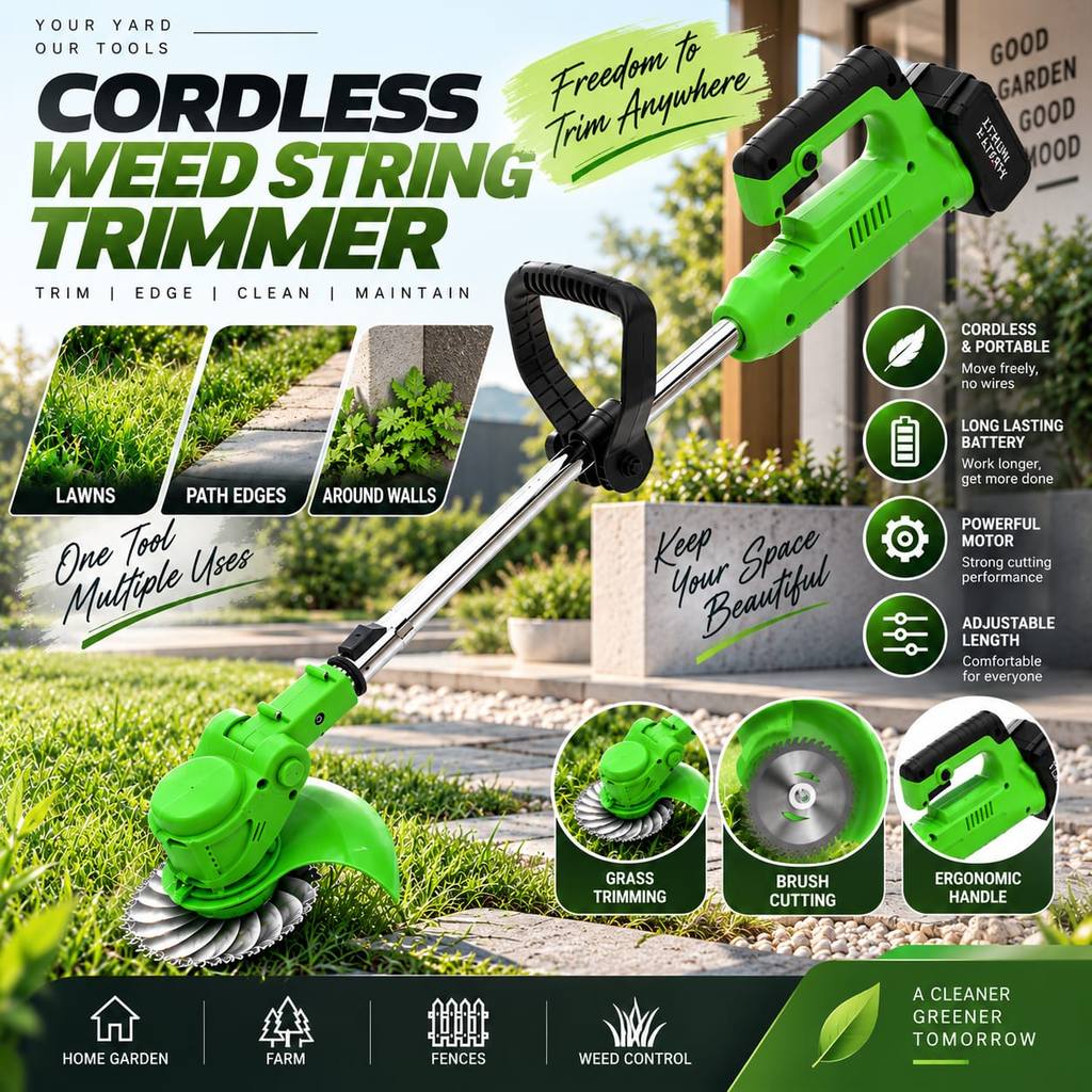 Electric Grass Trimmer Cutter Cordless Lawn Mower Garden Tools Mesin Potong Rumput Multi-Function Grass Cutter