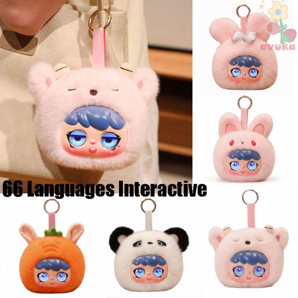 AVUKA AI Plush Companion Pendant, 66 Languages Interactive Interactive Talking AI Cat Keychain, Emotional Support Plush Cute Design Soft Plush AI Cat Plush Toy