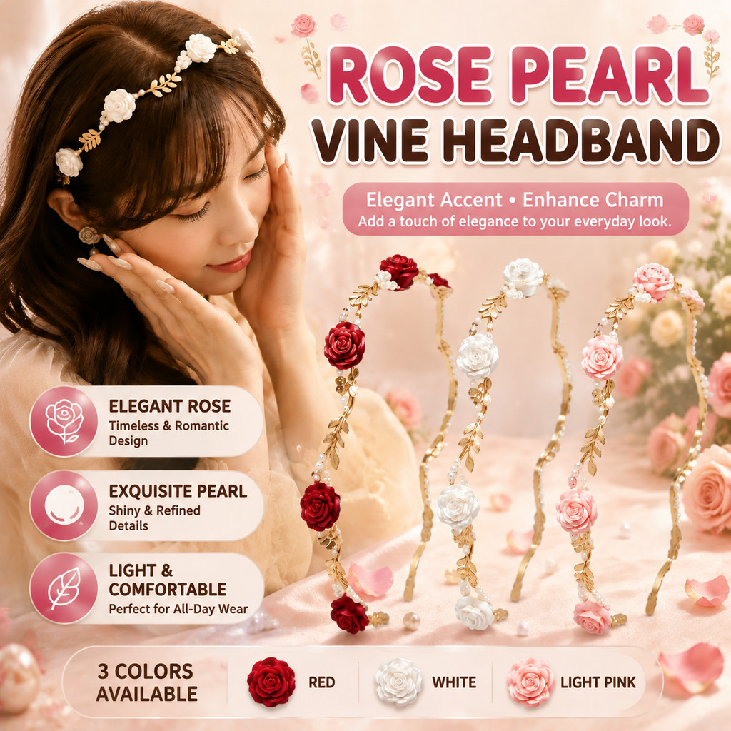 Rose Headband Pearl Flower Fairy Bridal Wedding Elegant Crown Bride Girl Hair Accessory Styling Tool