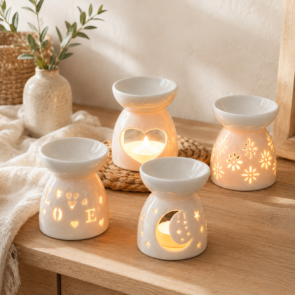 Ceramic Oil Burner Aromatherapy Wax Melt Burner Tealight Candle Holder Home Fragrance Decor