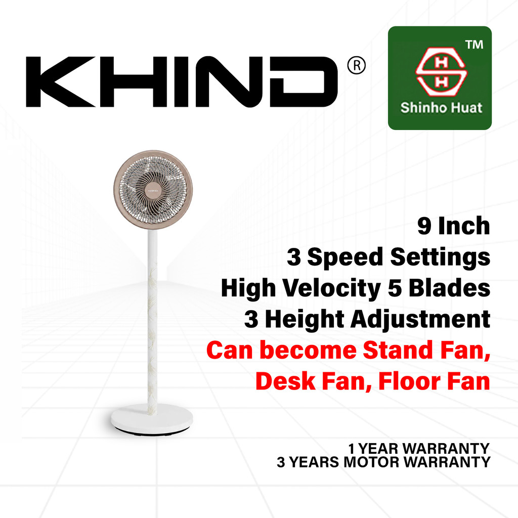 Khind Stand Fan Air Circulator Desk Fan Table Fan AC9501SA65TH Adjust Knob (CLOUD DANCER)