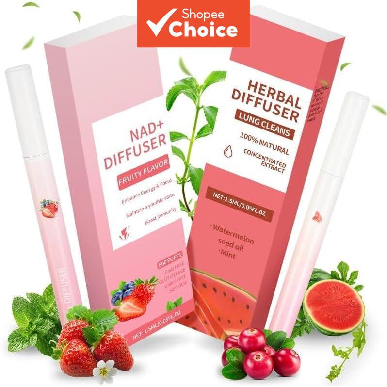 Herbal Diffuser Pen, Mullein Lung Cleansing, Thyme & Mint for Breathing, All-Natural - Up to 600 Uses Pen Penyebar Herba, Mullein Pembersih Paru-Paru, Thyme & Pudina untuk Pernafasan, Semula Jadi