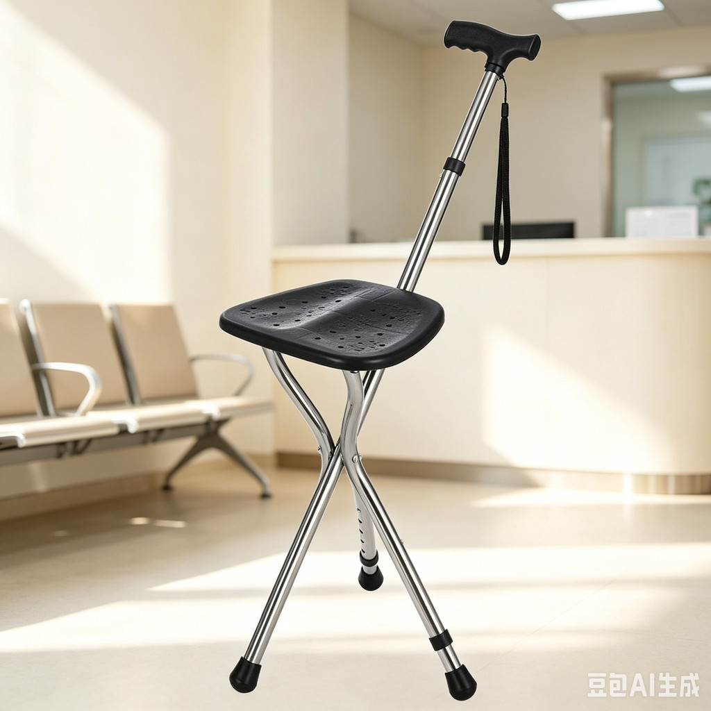 Walking Cane Stool Elderly Anti-Slip Folding Walking Cane Chair--- &- &- * &&&&、walking aid、tongkat orang tua、tongkat lipat、tongkat 4 kaki、Foldable stick for elderly、 kaki 4、拐杖椅子