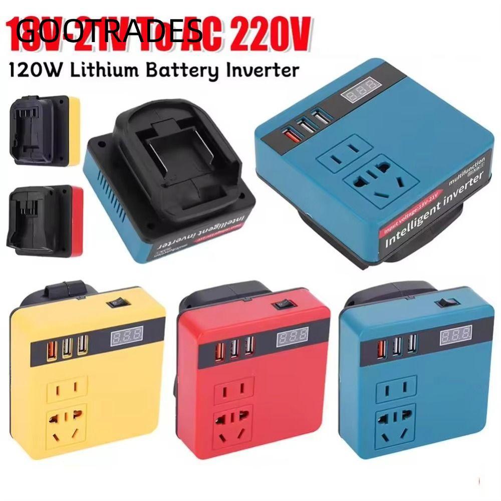 BANNRIEDSG989 1Pcs Battery Inverter, 120W Multifunctional Smart Transformer, 18V 20V To 220V Household Dual Plug Outdoor Work Inverter