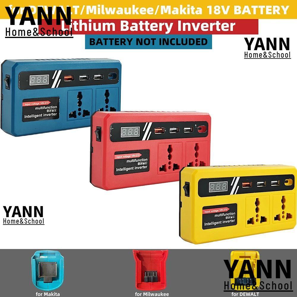 YANN 1Pcs Battery Inverter, Multifunctional Dual Plug Smart Transformer, 120W 18v 20v To 220v Household Outdoor Work Inverter For Makita For Dewalt For Milwaukee 18V Battery