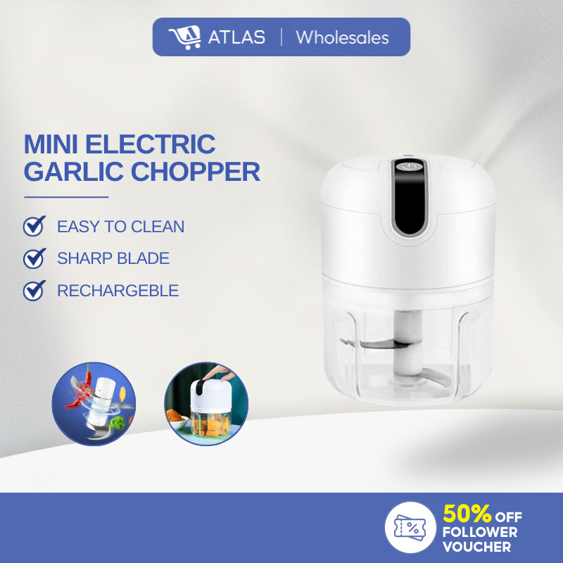 ATLAS Mini Blender Garlic Chopper Electric Food Chopper Portable Blender Food Processor Meat Grinder 250ml