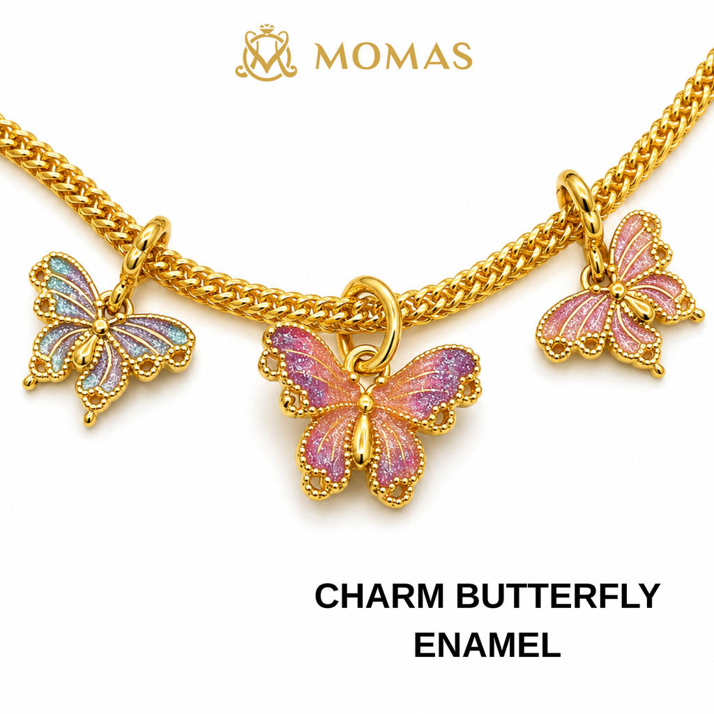 MOMAS  Charm Butterfly Enamel VIRAL  Bajet 5D Emas 916 Charm Enamel 5d  Bead Enamel Emas 916 Charms 916