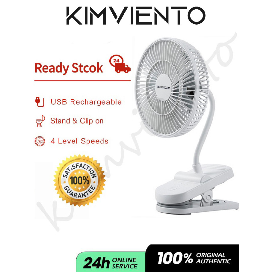 Kimviento 3600mAh 720 °   Kipas Klip USB Boleh Laras, Kipas Meja Boleh Dicas Semula, Kipas Kereta Bayi yang Kuat