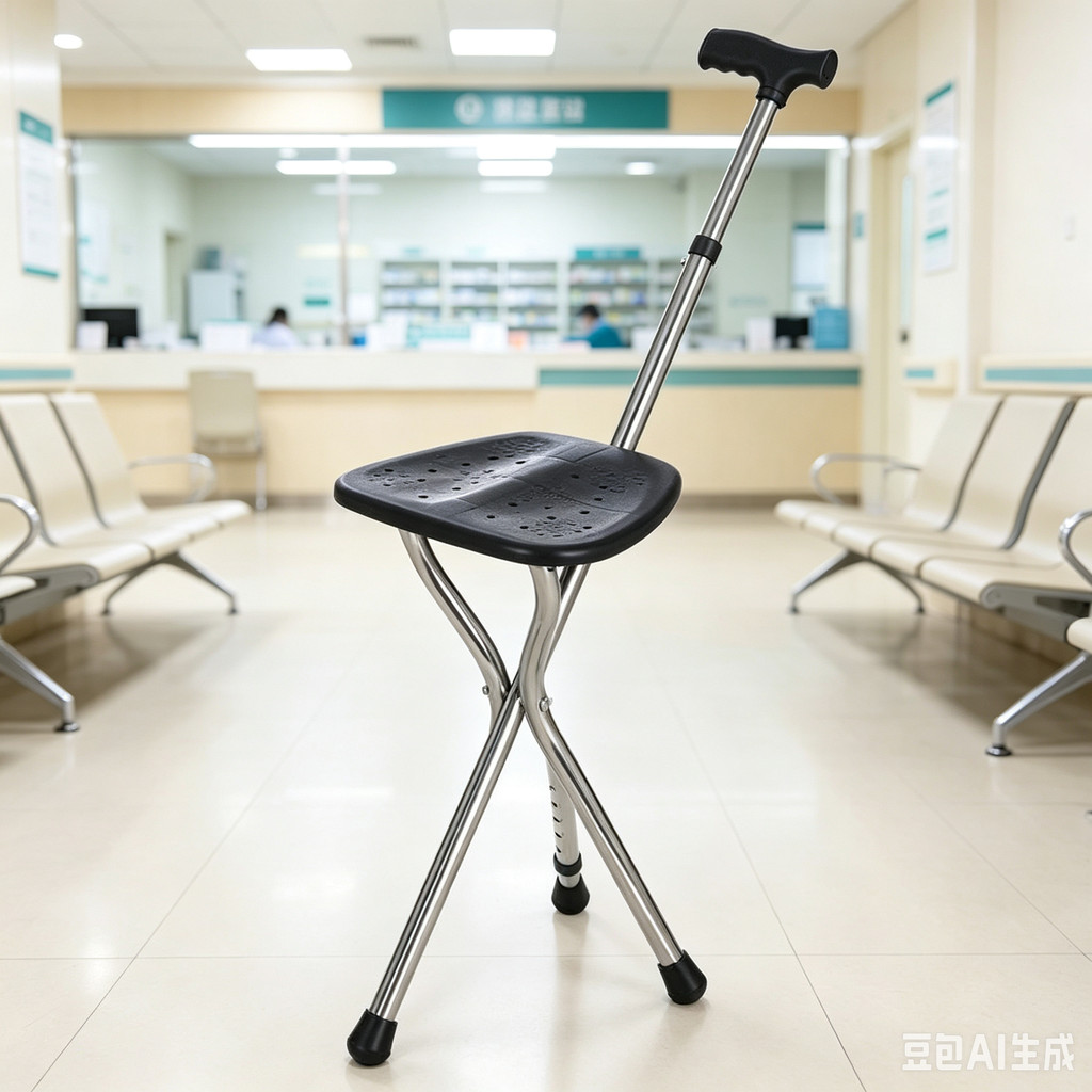 Walking Cane Stool Elderly Anti-slip Folding Walking Cane Chair、walking aid、 cane、tongkat orang tua、tongkat lipat、tongkat 4 kaki、Foldable stick for elderly、 kaki 4、拐杖椅子