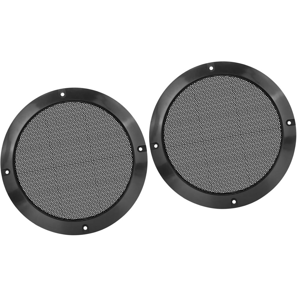 2 unit Penutup Speaker Audio Berkilat Logam 6.5 Inci, Pelindung Gril Subwoofer, Pelindung Horn, Pelindung Gril Lingkaran Hiasan, Warna Hitam untuk Penggantian Item Kereta