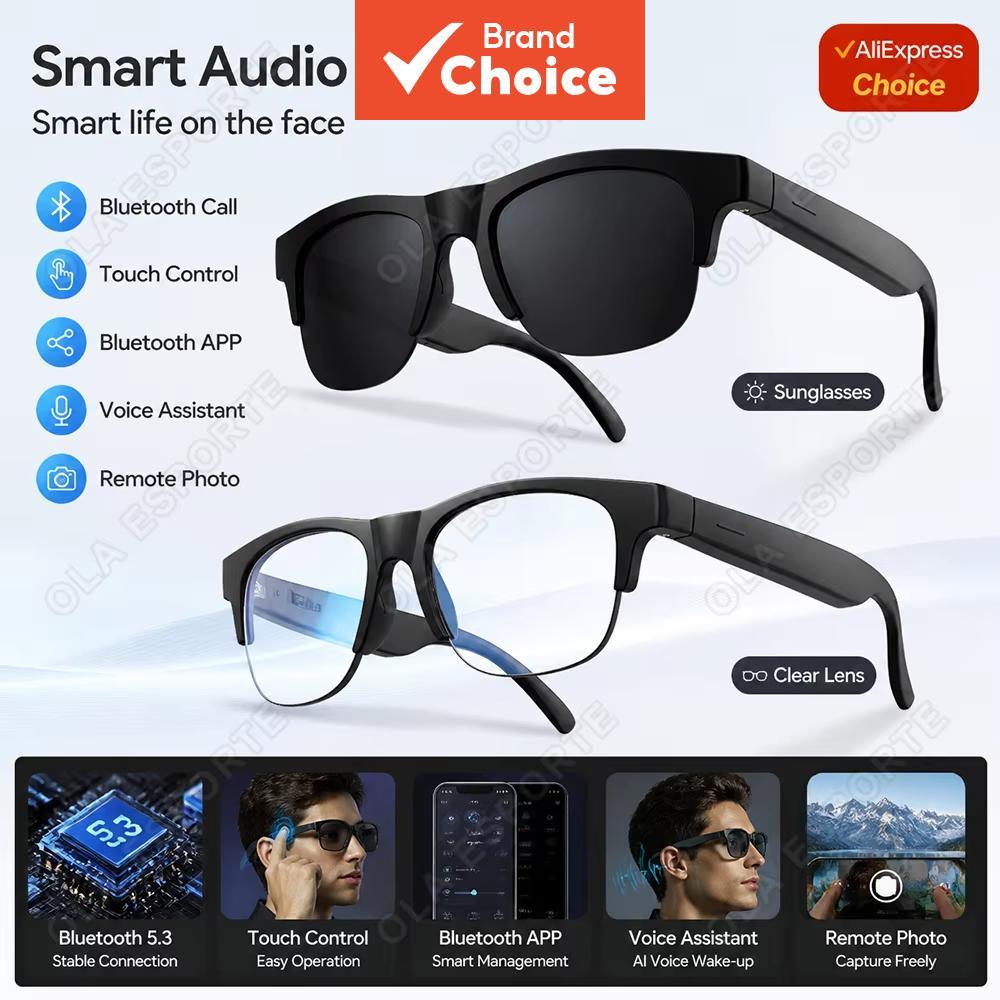 New AI Smart Glasses Bluetooth V5.3 Sunglasses Glasses with Audio Mic AI Calling Real-time Smart Sunglasses for Men Women Cermin Mata Pintar AI Baharu Bluetooth V5.3 Cermin Mata Hitam Berwayar dengan Mikrofon Audio Panggilan AI Cermin Mata Pintar Masa