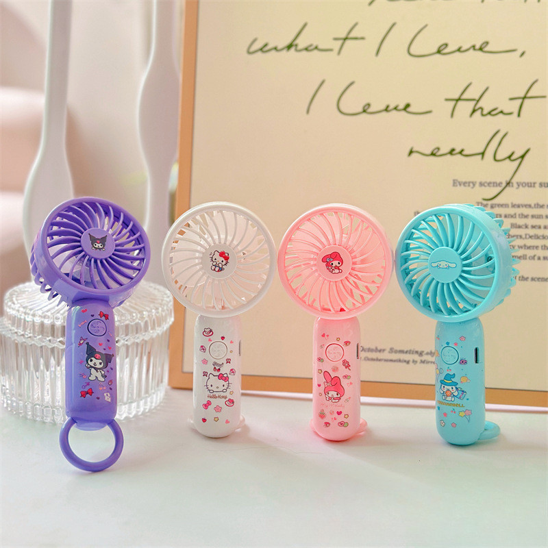 Kuromi Portable USB Mini Fan Cinnamoroll Melody Kitty Kipas Mini Kipas Tangan Mini Fan Rechargeable Handheld Fan