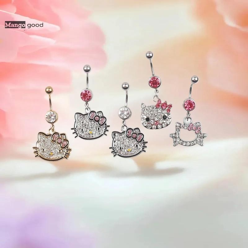 Mangogood Cartoon Belly Button Ring For Women Trendy Pink Hello Kitty Design Sexy Fashion Navel Rings Stainless Steel Piercing Jewelry Nice