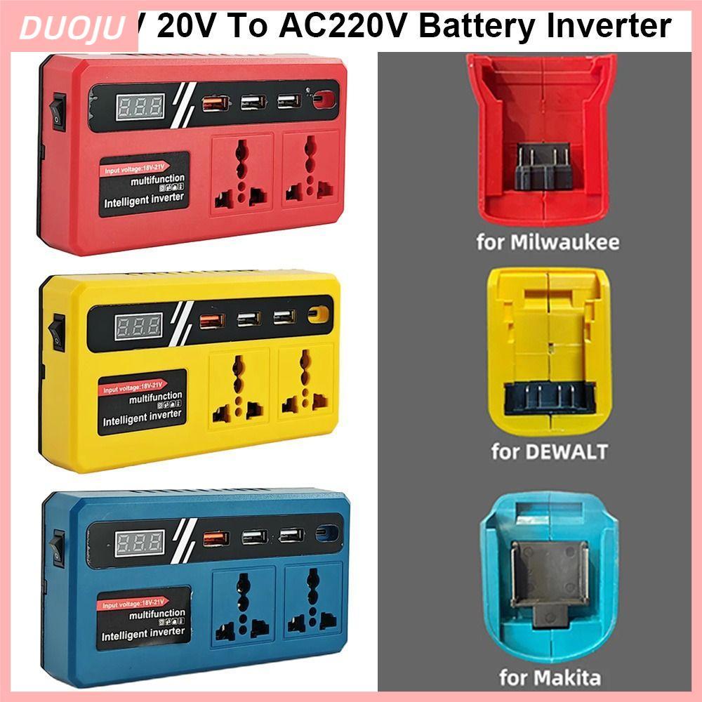 DUOJU 1Pcs Battery Inverter, with 4 USB LED Socket 18v 20v To 220v Smart Transformer, Household 120W Multifunctional Outdoor Work Inverter