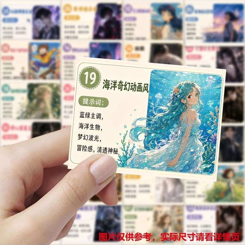 189张ai提示词指令贴纸漫剧视频创作画风风格类型创意装饰贴画diy 189 AI Prompt Stickers for Comic and Video Creation, Art Style Types, Creative Decorative Stickers DIY