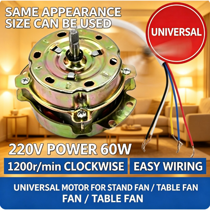 Universal 10 Inch Table Fan Motor 55W 5 Wire 250mm Replacement for Kipas Meja Standing Fan Free Capacitor