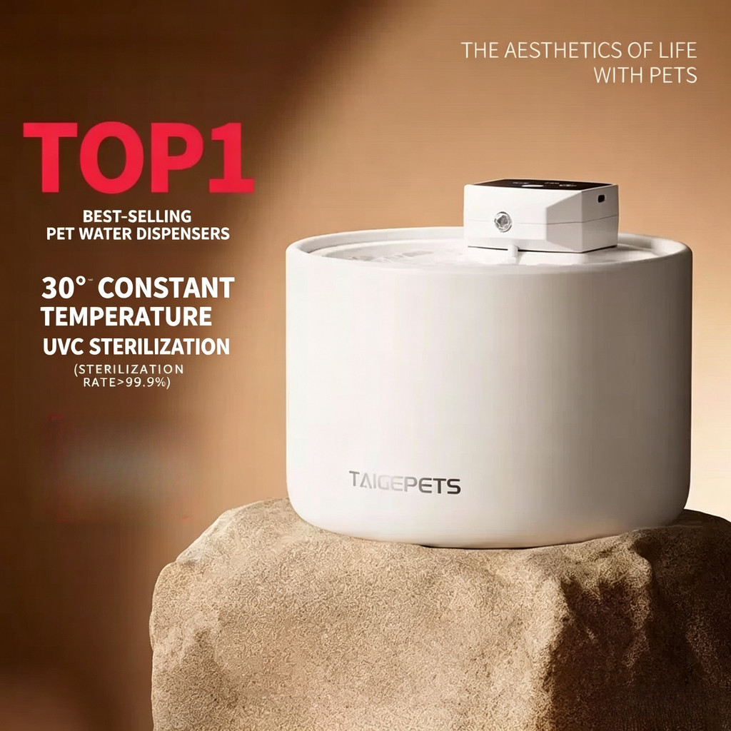 Pet Water Fountain with Circulating Flowing Water, Plug-in & Wireless Induction, Wireless Disinfection and Sterilization Water Dispenser for Cats and Dogs