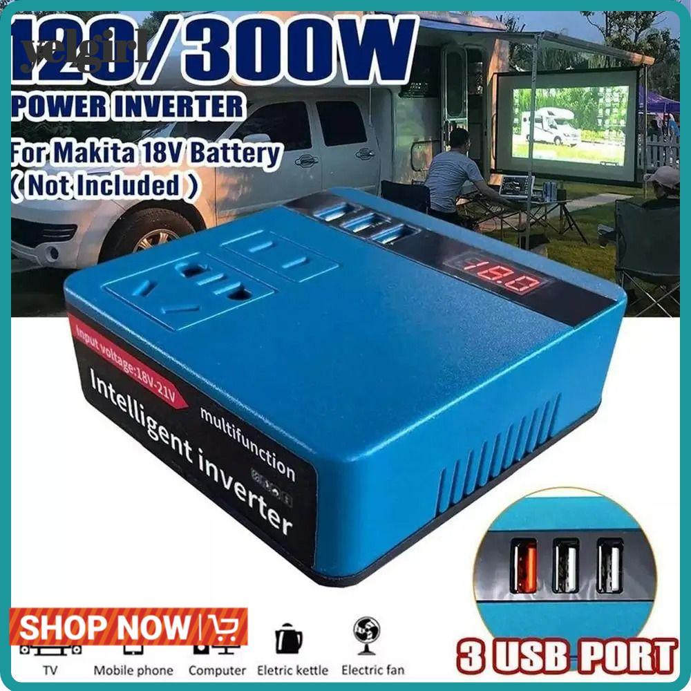 AGLYELGIRL 1Pcs Battery Inverter, Multifunctional 120W Smart Transformer, 18V 20V To 220V Household Dual Plug Outdoor Work Inverter