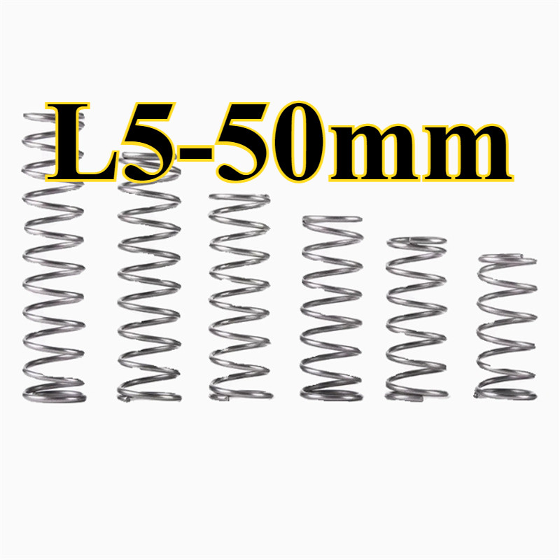 65Mn Spring Steel Compression Spring d0.6mm * OD3-12mm * L5-50mm Strong Pressure Return Spring Compression Spring Anti-fatigue (YDD-XDT-MY)