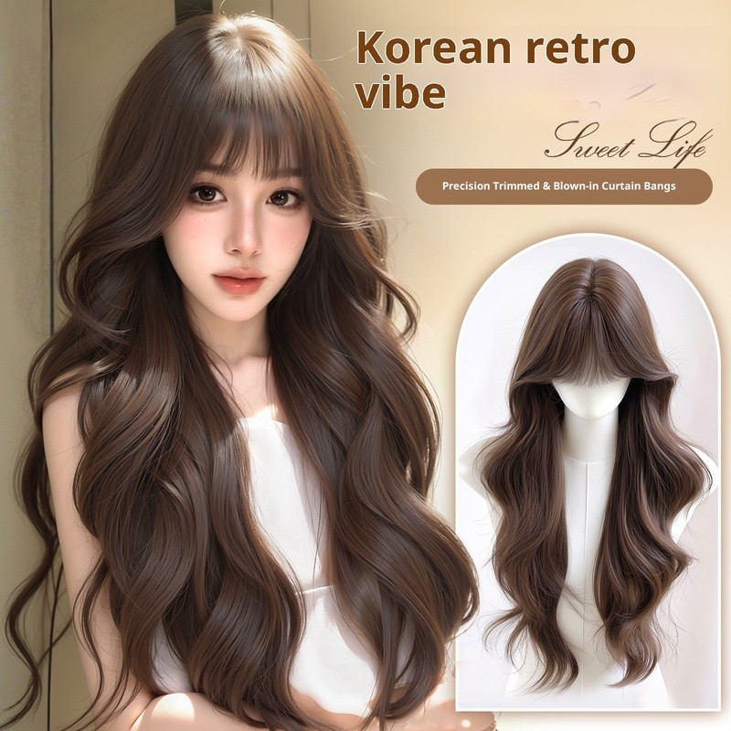 Synthetic Hair Wigs for Women Long Body Wave Wig with Bangs Hair Modern Style Full Machine Wig Fashion Type For Female
