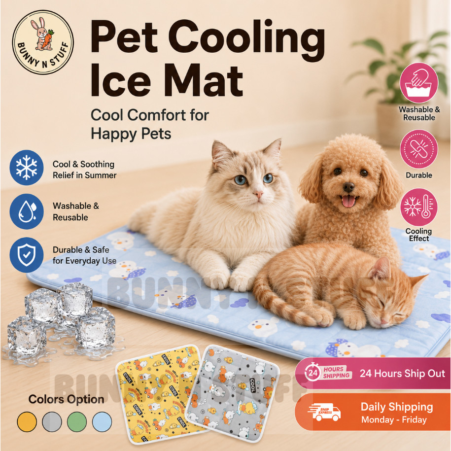 Pet Cooling Ice Mat Dog Cat Bed Summer Sleeping Bed Sofa Ice Silk Carpet Tikar Tilam Kucing