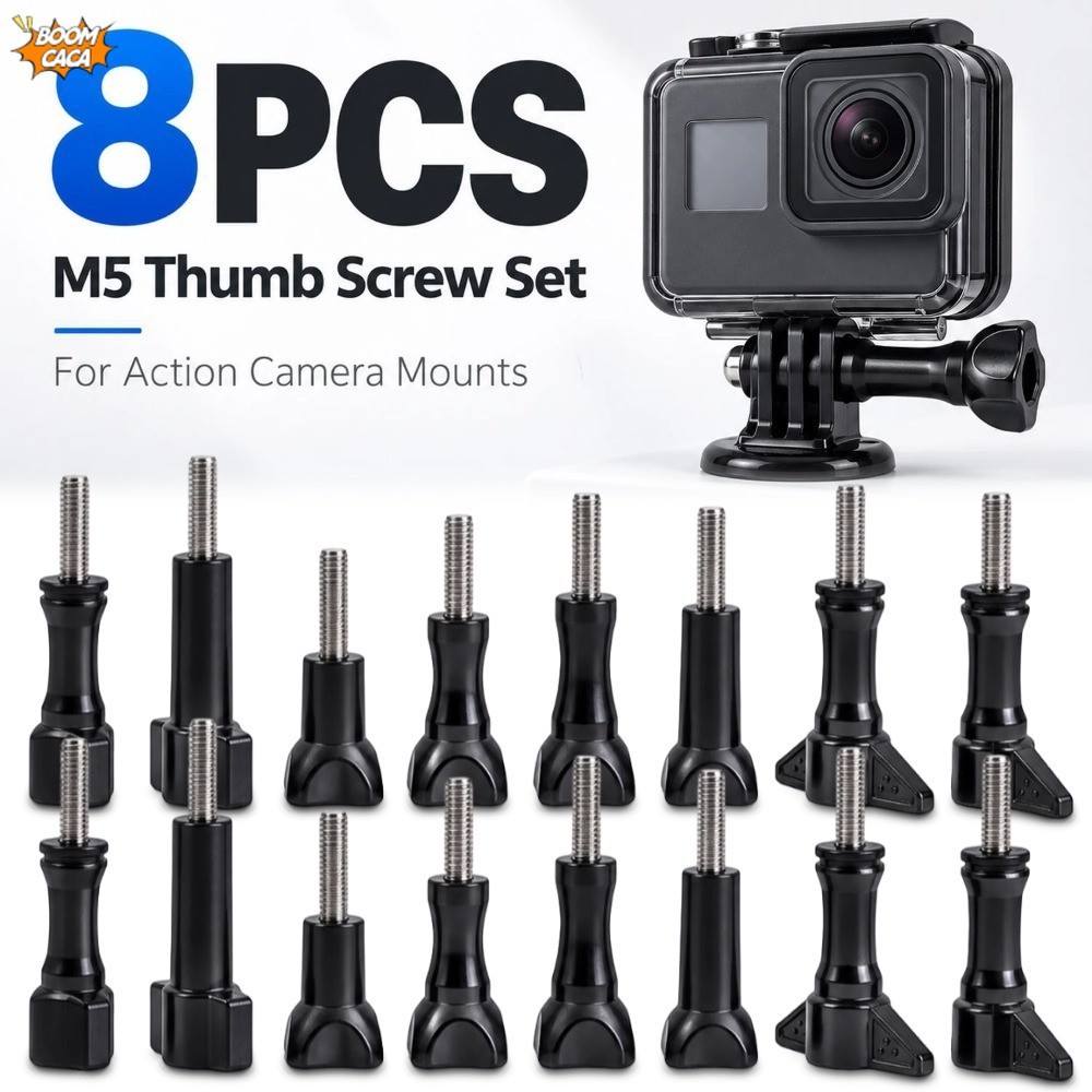 8Pcs Universal Action Camera M5 Thumb Screw Kit Stainless Steel Rust Resistant Hand Tight Screws Tripod Selfie Stick & Outdoor Photography