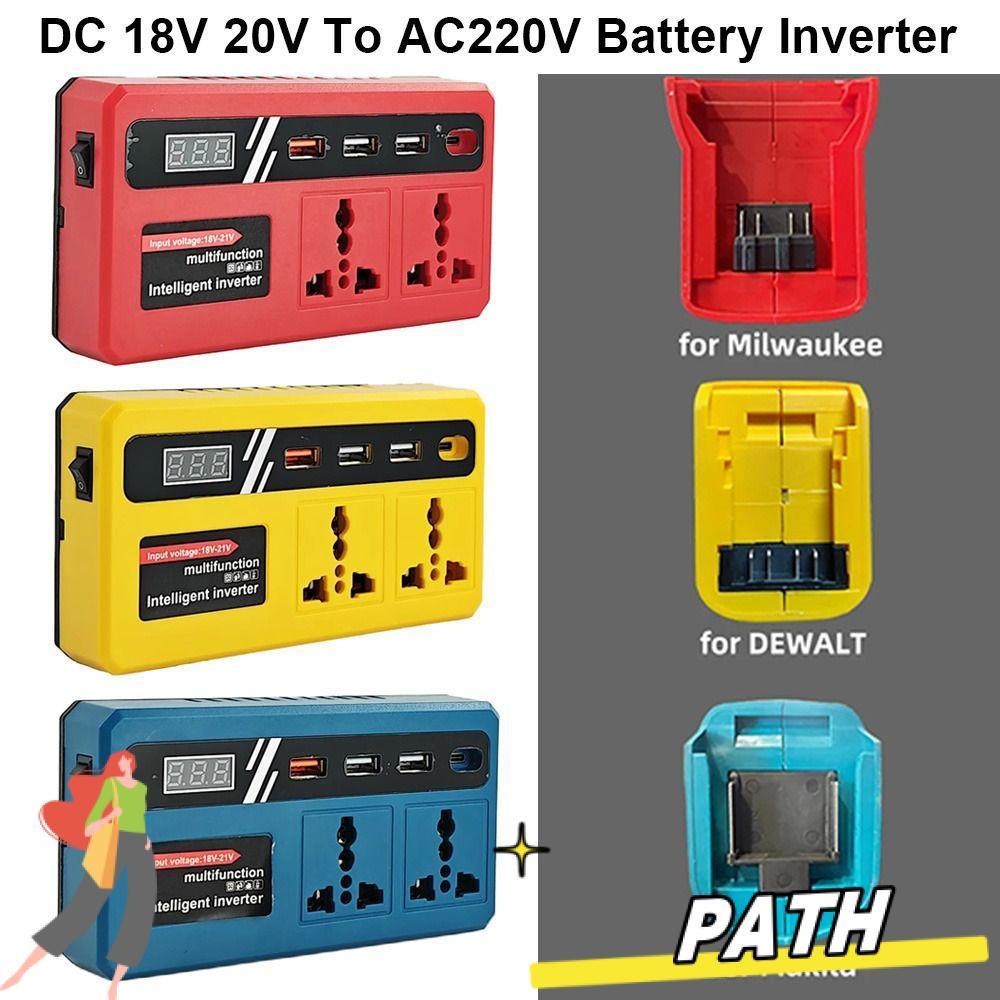 PA-HOME 1Pcs Battery Inverter, Multifunctional Dual Plug Smart Transformer, Household 18v 20v To 220v 120W Outdoor Work Inverter For Makita For Dewalt For Milwaukee 18V Battery