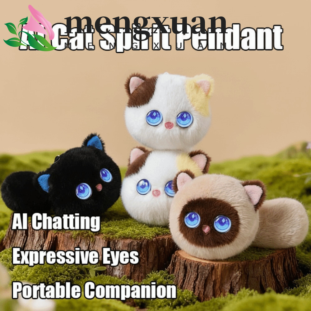 MENGXUAN AI Cat Plush Toy, Winking Interaction Intelligent Voice Communication AI Cat Spirit Pendant, AI Cute Pets AI Continuous Dialogue AI Companion Doll KeyChain