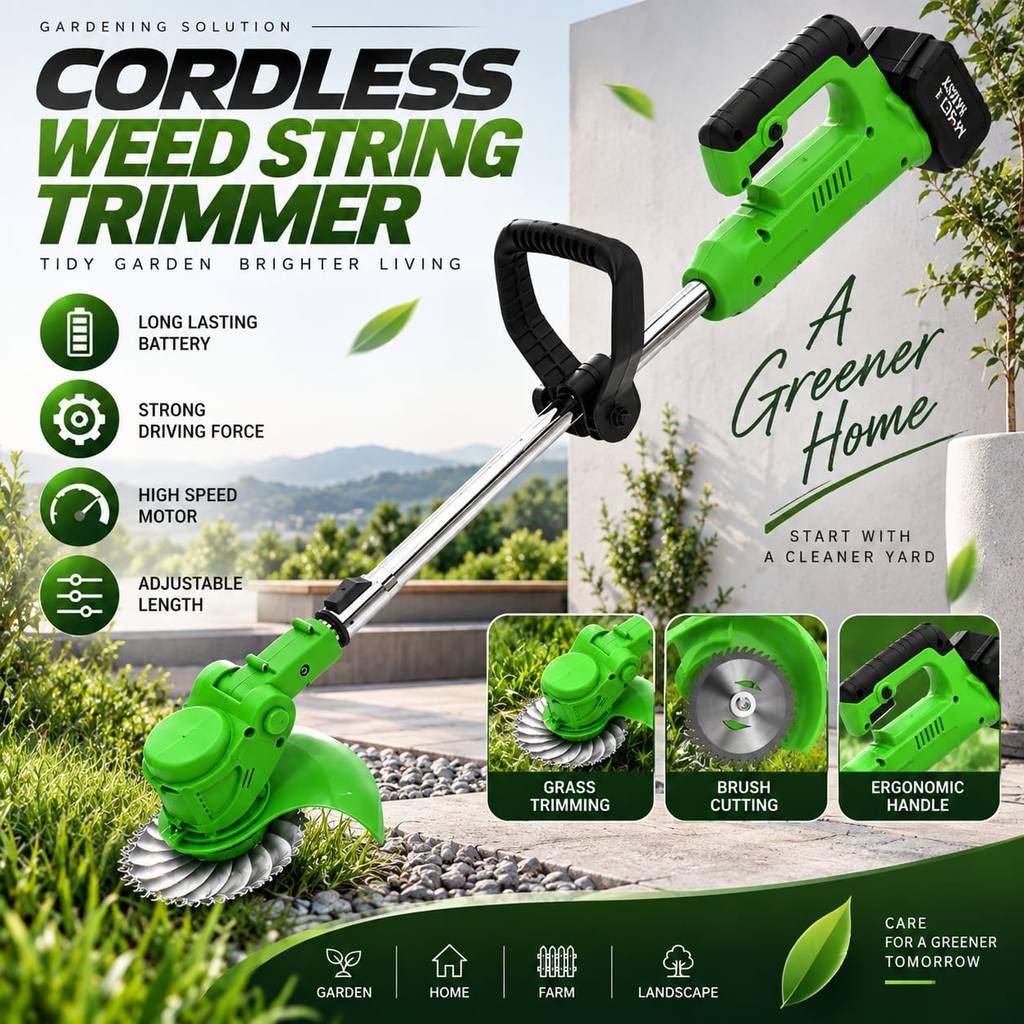 Electric Grass Trimmer Cutter Cordless Lawn Mower Garden Tools Mesin Potong Rumput Multi-Function Grass Cutter