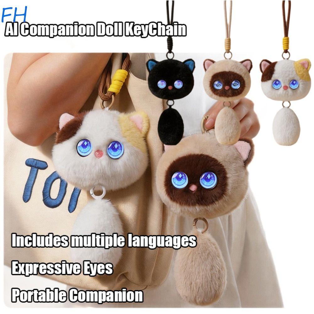 FENGHA AI Cat Plush Toy, Personal Companion AI Continuous Dialogue AI Cat Spirit Pendant, Winking Interaction Relaxing Chat AI Cute Pets Voice Chat Toy Pendant Gift for A Girl