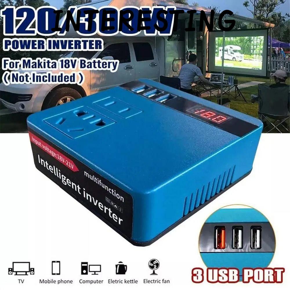INTERESTING 1Pcs Smart Transformer, 18V 20V To 220V 120W Battery Inverter, Multifunctional Dual Plug Household Outdoor Work Inverter