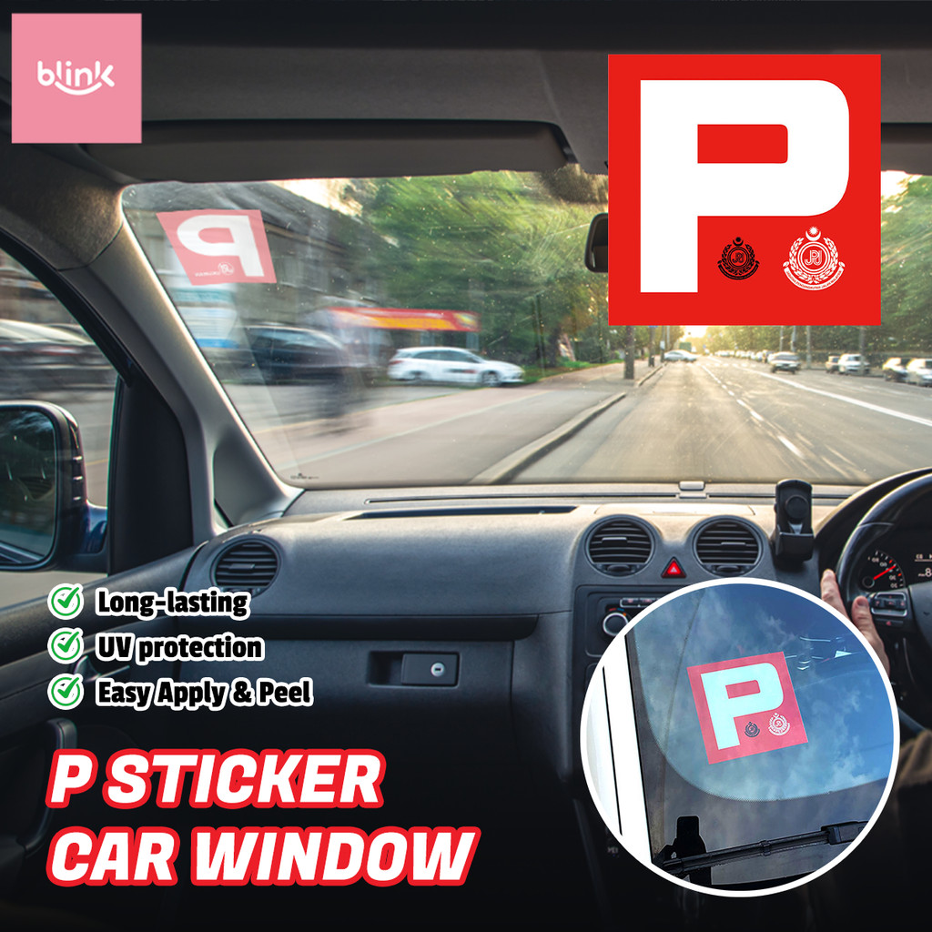 Car P Sticker (Ukuran JPJ Certified) Glue-free P Tampal Luar Cermin Reuse P license For Car