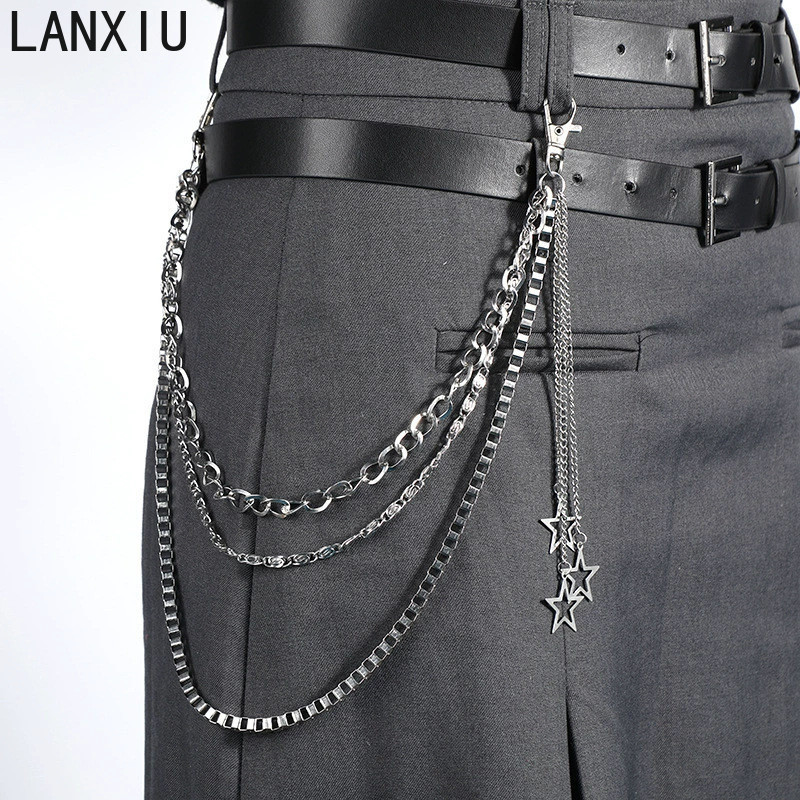 ‌LANXIU Women Gothic Punk Waist Chain Y2K Star Tassel Hip Hop Belt Accessory Pants Chain for Holiday Gift Unisex