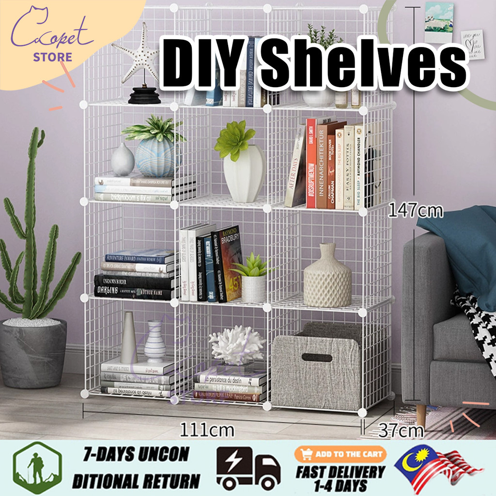 DIY Multi-tiered Storage Rack 12 Cube Metal Wire Suitable for Home Living Room Desk Storage and Office Desktop Shelf