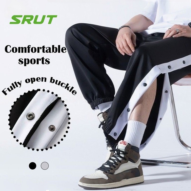 SRUT Seluar Track Lelaki Men's Side Full Open Button Loose Leggings Training Pants Basketball Pants