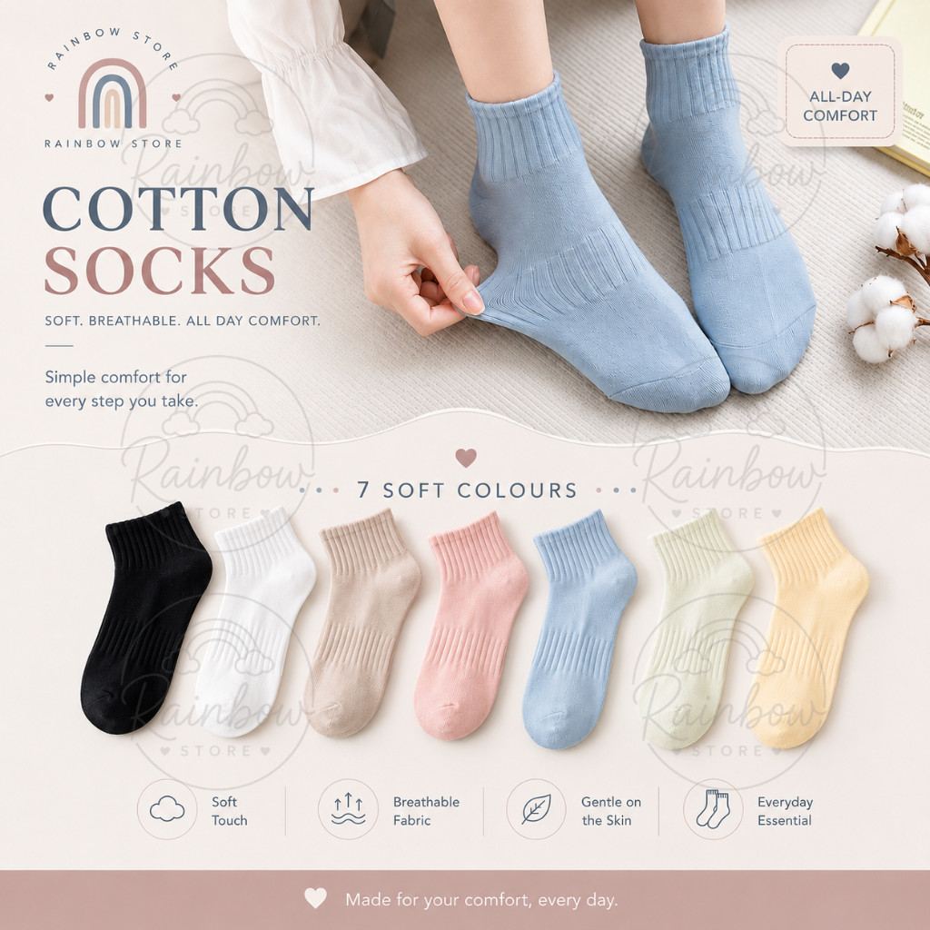 Solid Color Ankle Socks Women Cotton Fresh Short Socks School Low Cut Socks White Black Colorful Socks