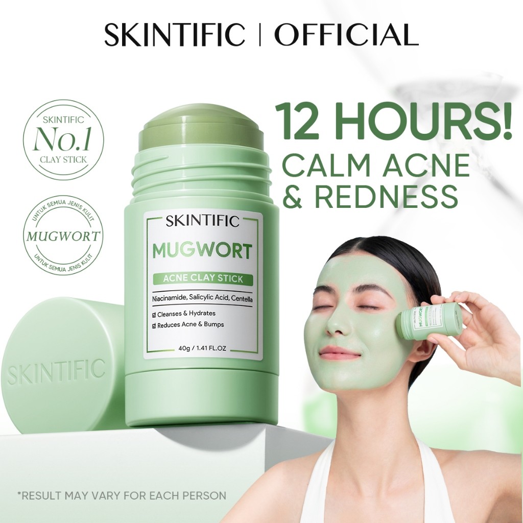 【100% Genuine】SKINTIFIC Mugwort Acne Clay Stick Calm Soothing Acne Shrink Pores Cleansing Pores & Blackheads Face Mask Muka Centella