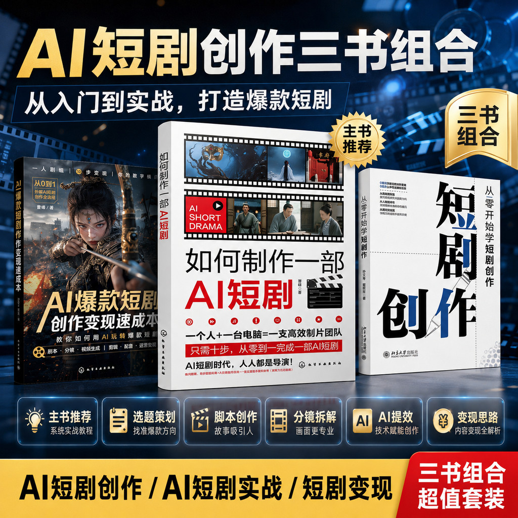 【正版速发】如何制作一部AI短剧 零基础掌握AI写作爆款编剧心法 AI角色与构建数字演员库 AI爆款短剧创作变现速成
