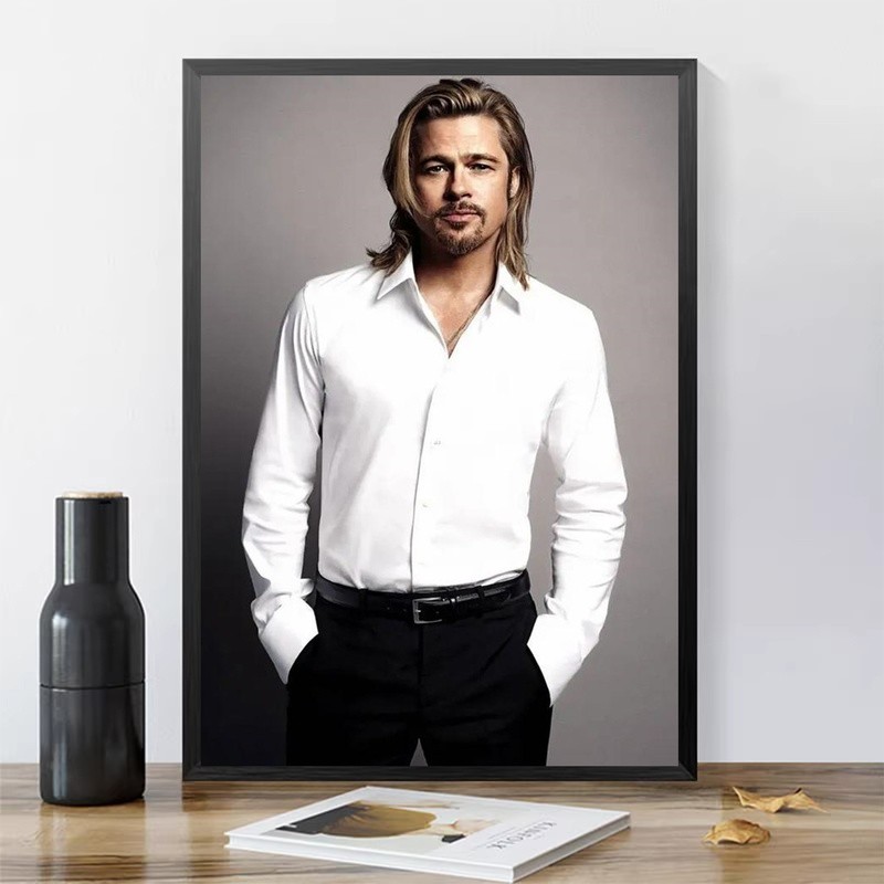 Brad Pitt Fury Movie Frameless Waterproof Canvas Poster, War Film Wall Art for Living Room Study Dorm Fan Decor Memorabilia Gift
