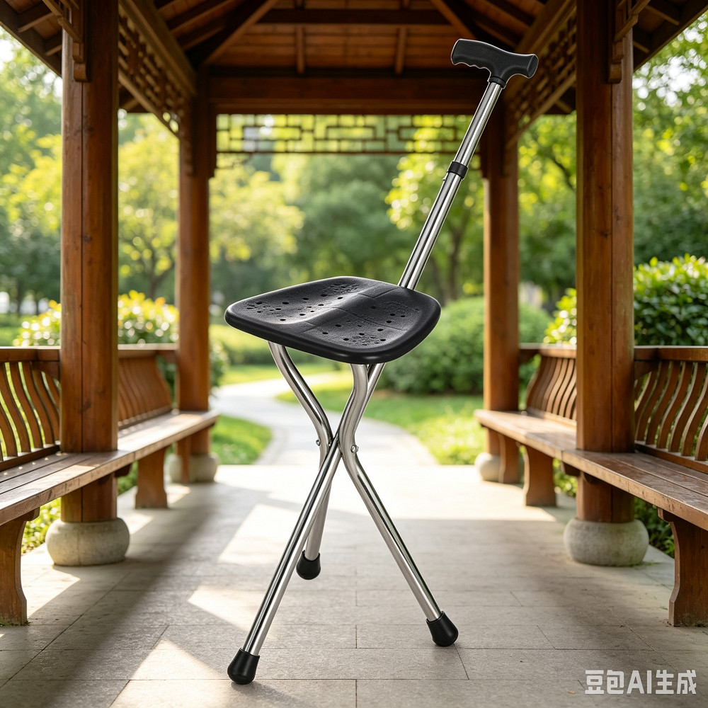 Walking Cane Stool Elderly Anti-slip Folding Walking Cane Chair-----&-*-&*&-***、walking aid、tongkat orang tua、tongkat lipat、tongkat 4 kaki、Foldable stick for elderly、 kaki 4、拐杖椅子