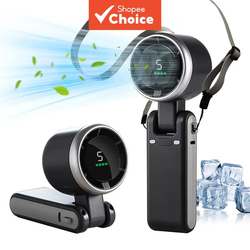 Portable Handheld Mini Turbo Fan, USB Rechargeable Travel Neck Fan with 5 Speeds 15000 RPM Speed, Up to 8 Working Hours, 3 in 1 Foldable Personal Cooling Fan for Travel Home Black Kipas Turbo Mini Mudah Alih, Kipas Leher Boleh Cas USB dengan 5 Kelajuan