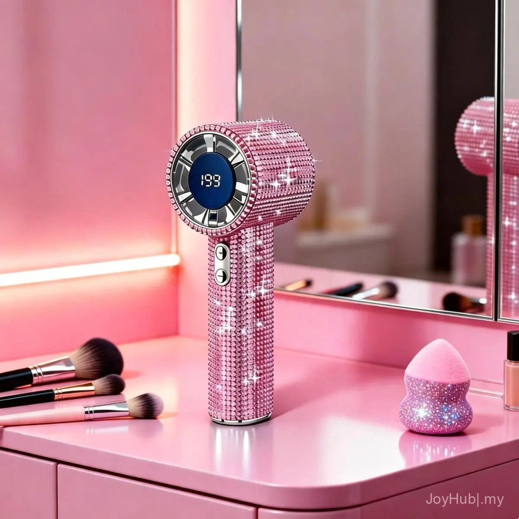 Kipas Tangan Bling Queen Diamond, Kipas Mini Mudah Alih dengan Paparan Digital, Kipas Peribadi Boleh Dicas Semula 3-Kelajuan yang Boleh Diselaraskan untuk Perjalanan, Solekan, Luar, Hadiah Wanita, Hadiah Parti.