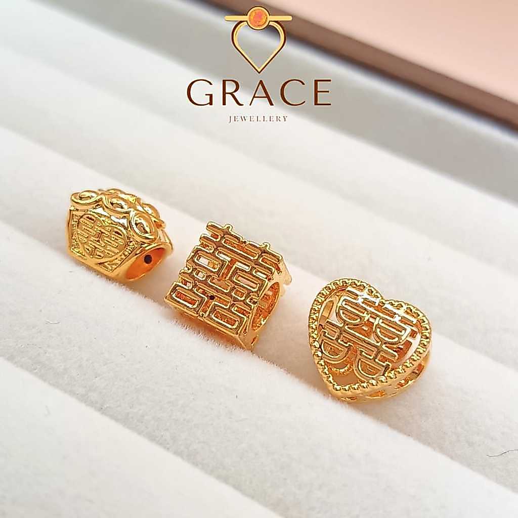 Grace Jewellery Gold 916 Charm Collection "Shuang Xi"/Double Happiness / Emas 916 Koleksi Charm Pernikahan/黄金916“双喜”吊坠系列