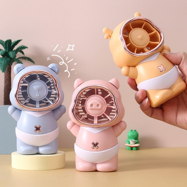 | camping fan | 【kipas mini bateri tahan lama】 kipas turbo mini ❧New Cartoon Cute Pet Colorful Gradient Night Light Small Fan Three-speed USB Charging Desktop Handheld Fan♩