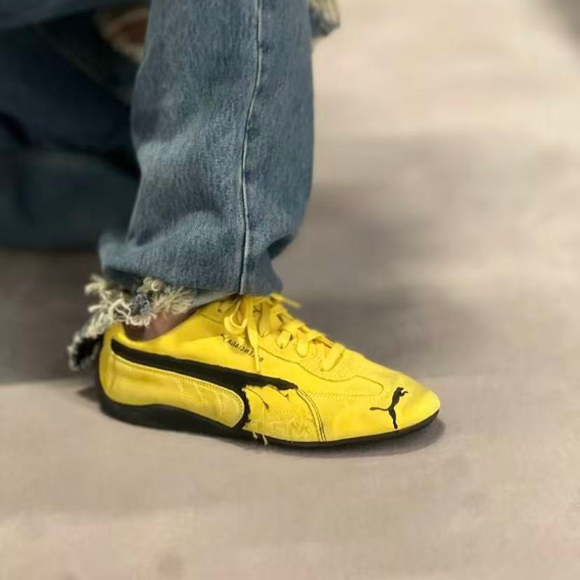 Daigou PUMA/PUMA x Balenciage Balenciage Speedcat Thin-Soled Shoes German Training Shoes Racing Shoes Distressed Wear Low-Top Yellow OUHH
