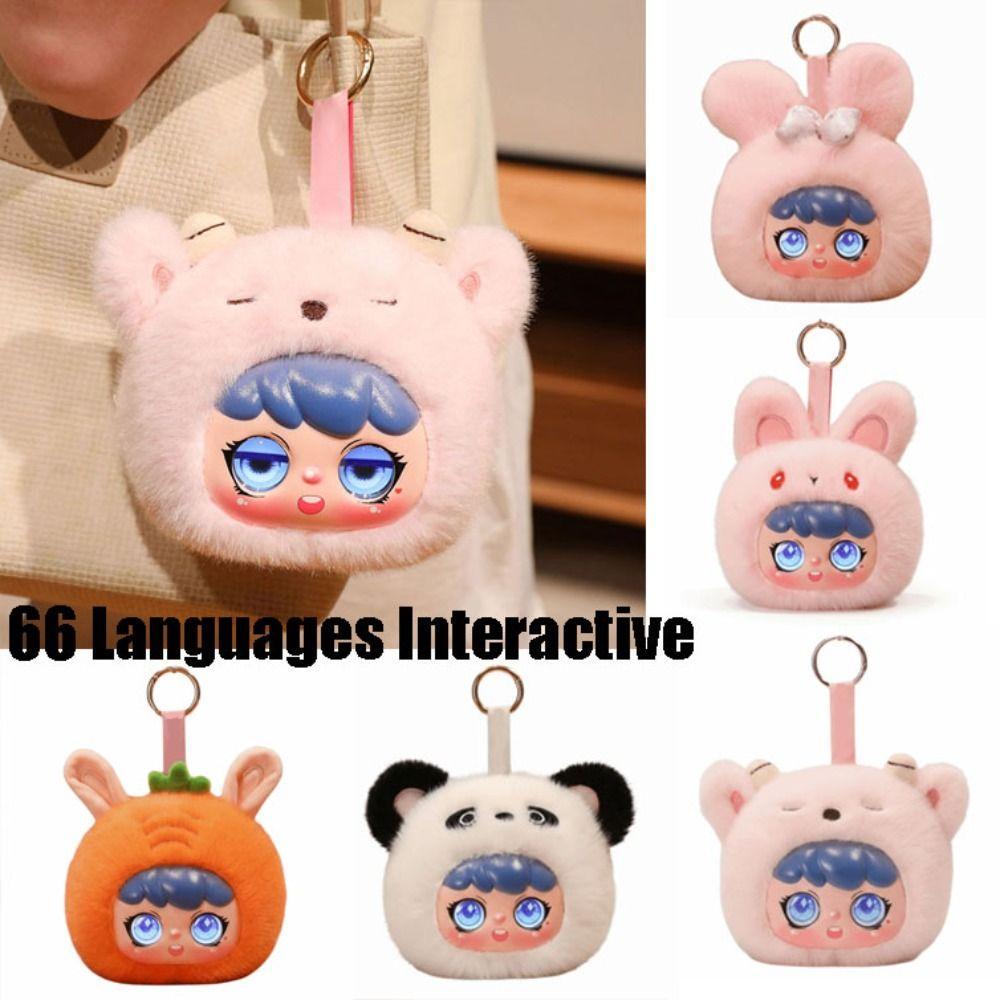 TANGSHANG AI Plush Companion Pendant, 66 Languages Interactive Interactive Talking AI Cat Keychain, Emotional Support Plush Cute Design Desk Buddy AI Cat Plush Toy Desk Decor
