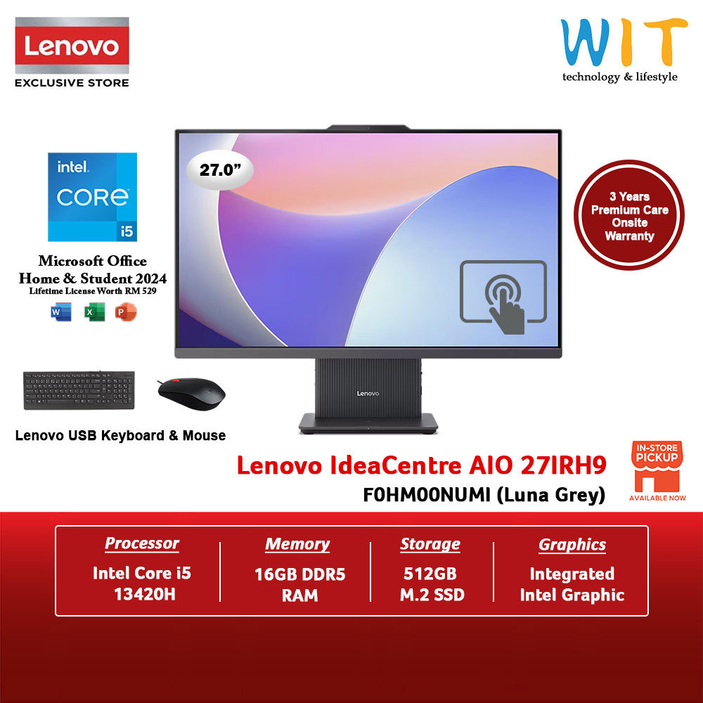 Lenovo IdeaCentre AIO 27IRH9 F0HM00NUMI (Intel Core i5-13420H/16GB RAM/512GB SSD/27" FHD Touch/Office/W11/3Y Warranty)